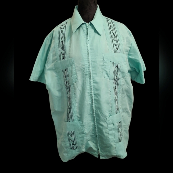 Haband Guatavera Turquoise Short Sleeve Large Shirt with Embroidery - Picture 7 of 11
